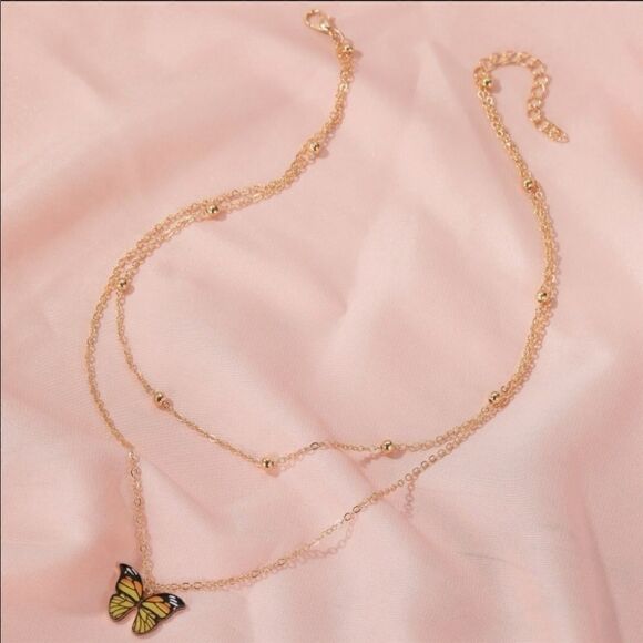 Necklace Butterfly Double layered versatile cute - Picture 3 of 9